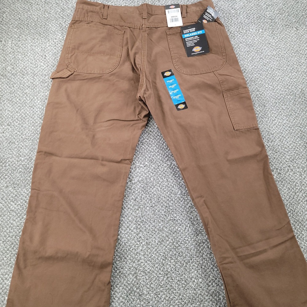 Dickies Mens Carpenter Duck Jean Brown Relaxed Fit‎ Straight Leg 38x34 NWT - Picture 2 of 14